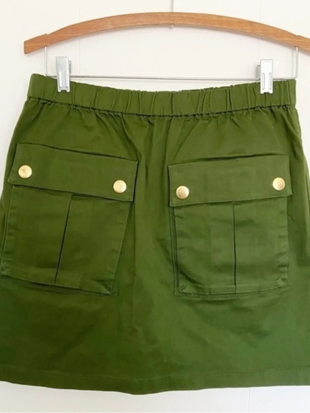 J. Crew Olive Green Mini Skirt with Front Flap Pockets